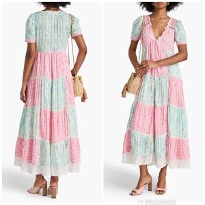 LOVESHACKFANCY Nessie patchwork cotton-jacquard midi dress